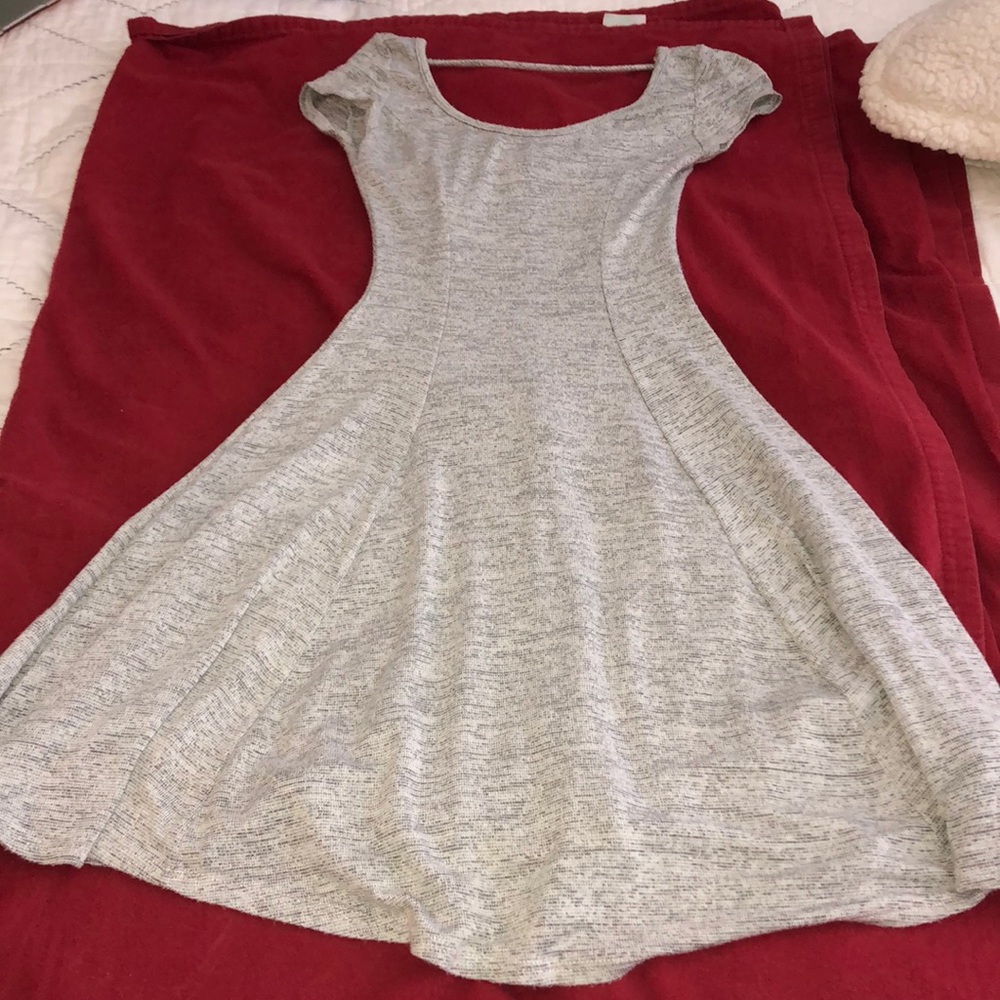 Grey. Midi skater dress.